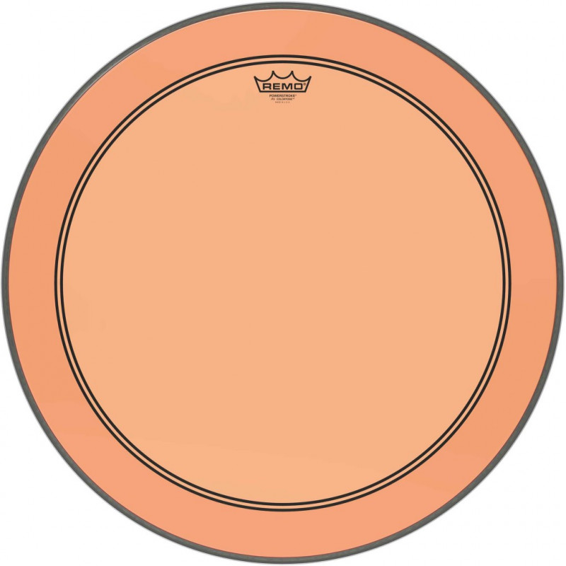 Remo P3-1324-CT-OG - Peau de frappe Powerstroke 3 Colortone pour grosse caisse, orange, 24", avec trou décentré de 5