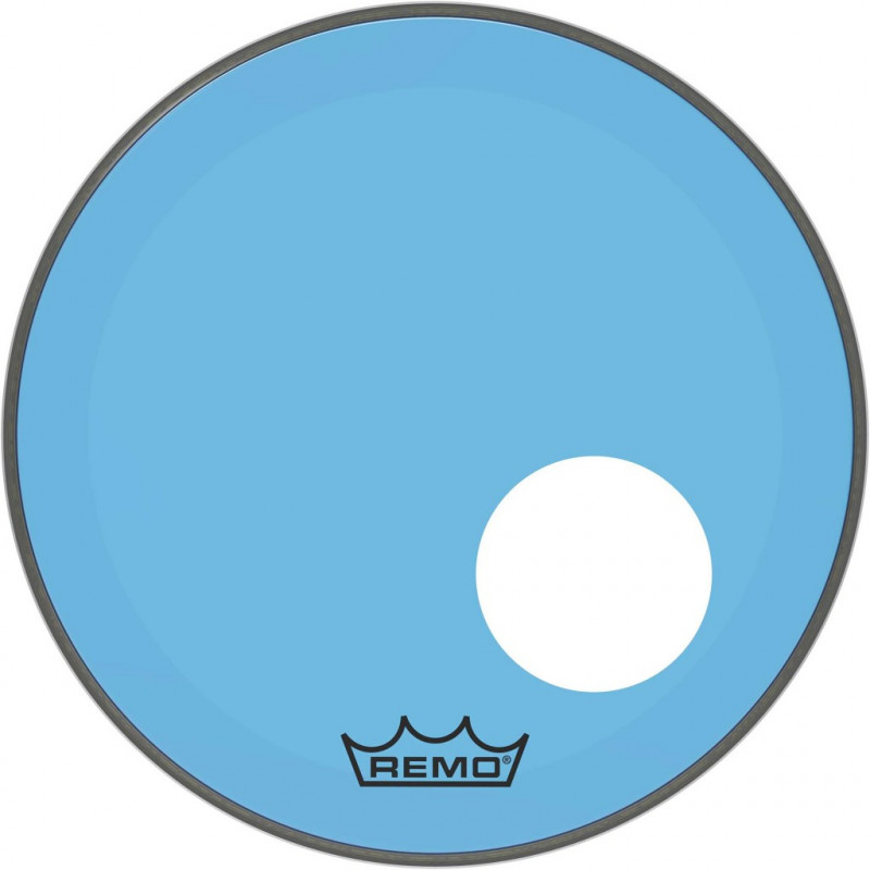Remo P3-1318-CT-BUOH - Peau de frappe Powerstroke 3 Colortone pour grosse caisse, bleu, 18", avec trou décentré de 5