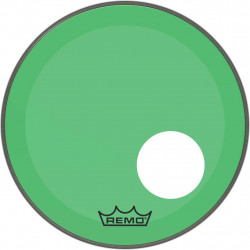 Remo P3-1318-CT-GNOH - Peau de frappe Powerstroke 3 Colortone pour grosse caisse, vert, 18", avec trou décentré de 5