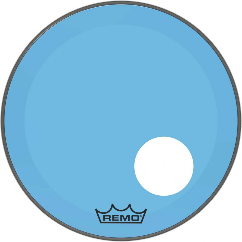 Remo P3-1320-CT-BUOH - Peau de frappe Powerstroke 3 Colortone pour grosse caisse, bleu, 20", avec trou décentré de 5