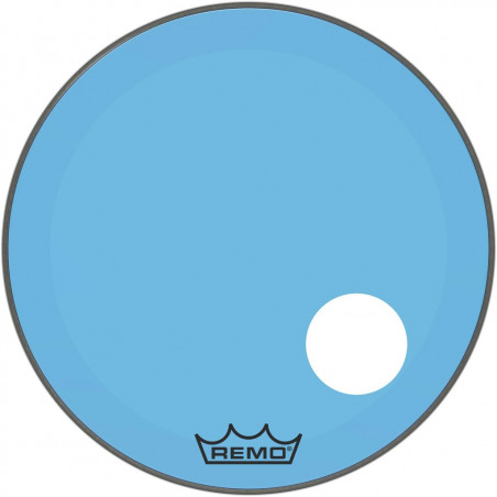 Remo P3-1324-CT-BUOH - Peau de frappe Powerstroke 3 Colortone pour grosse caisse, bleu, 24", avec trou décentré de 5