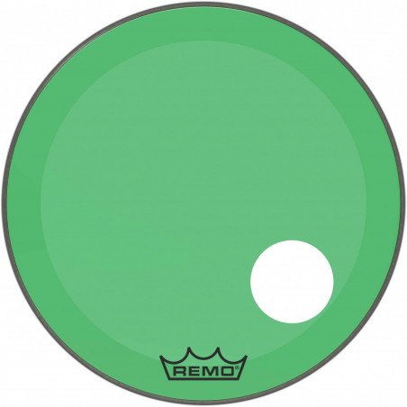 Remo P3-1324-CT-GNOH - Peau de frappe Powerstroke 3 Colortone pour grosse caisse, vert, 24", avec trou décentré de 5