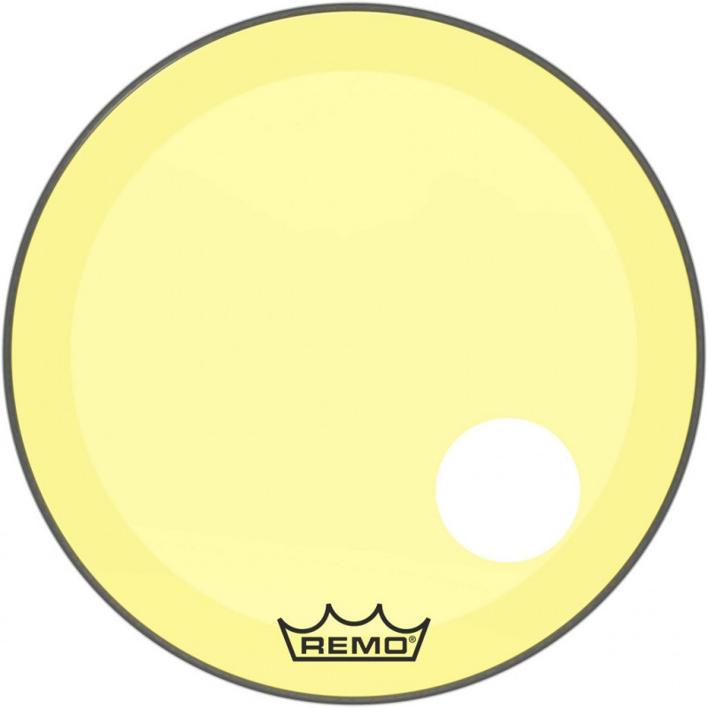 Remo P3-1324-CT-YEOH - Peau de frappe Powerstroke 3 Colortone pour grosse caisse, jaune, 24", avec trou décentré de 5