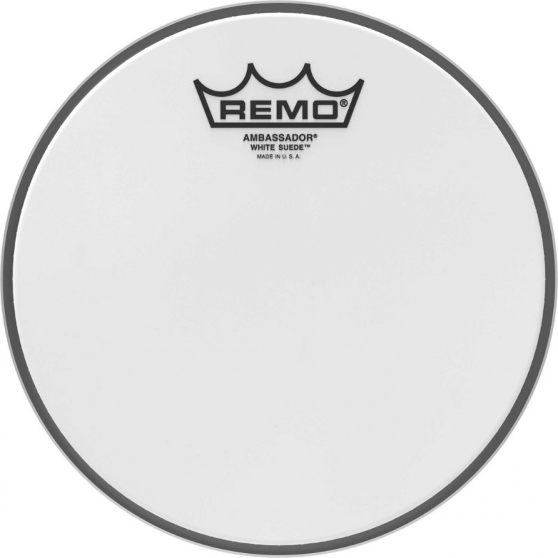 Remo BA-0808-WS - Peau White Suede Ambassador 08" pour Tom