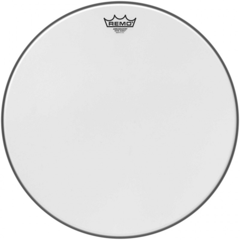 Remo BA-0818-WS - Peau White Suede Ambassador 18" pour Tom sur pieds