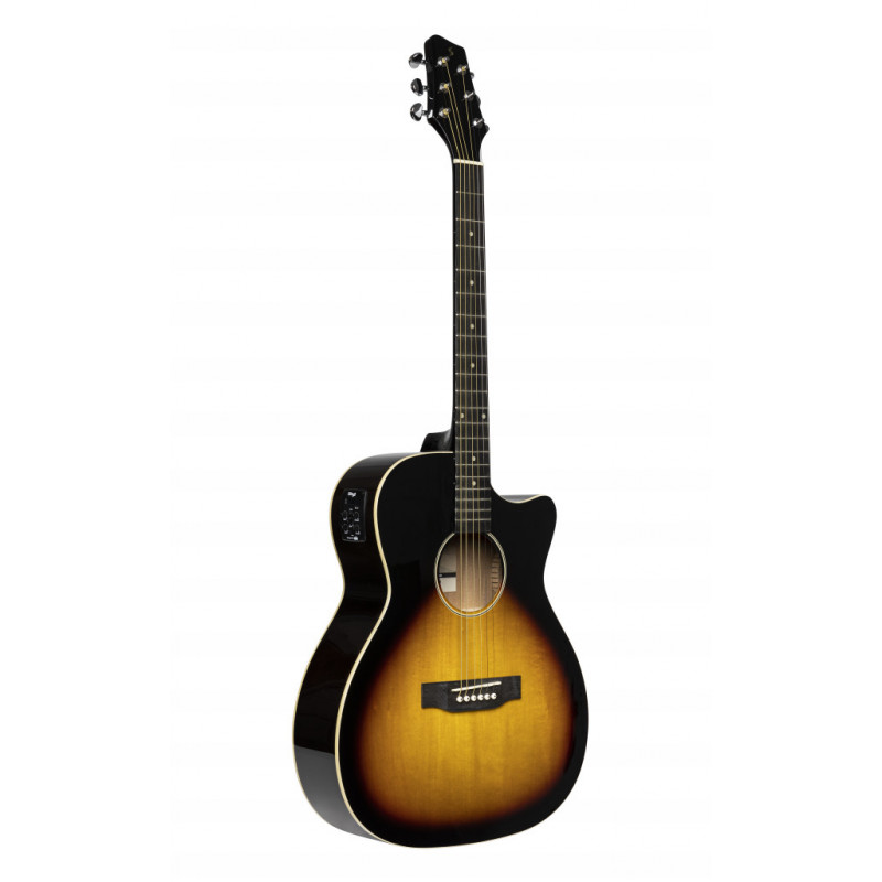 Stagg SA35 ACE-VS - Guitare auditorium électro-acoustique avec pan coupé, sunburst