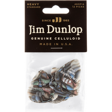 Dunlop 483P14HV - Sachet de 12 Médiators Celluloid Abalone heavy