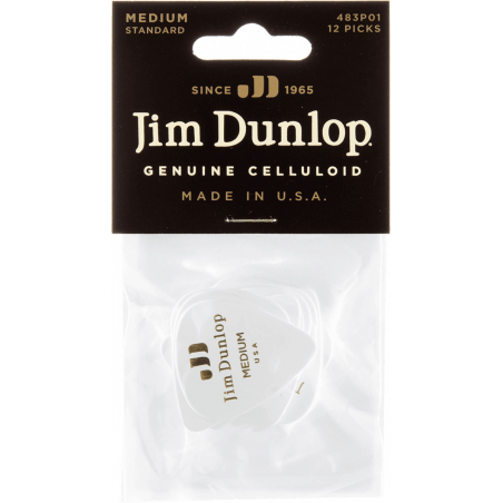 Dunlop 483P10MD - Sachet de 12 Médiators Celluloid Blu Pearl medium