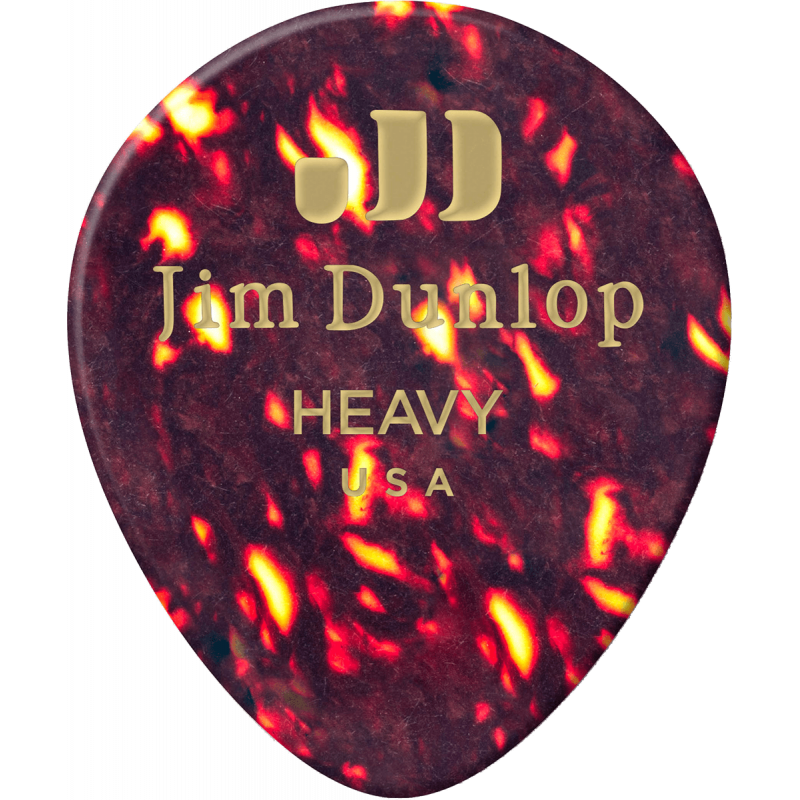 Dunlop 485R05HV - Médiator Genuine Celluloid Teardrop, à l'unité, shell, heavy