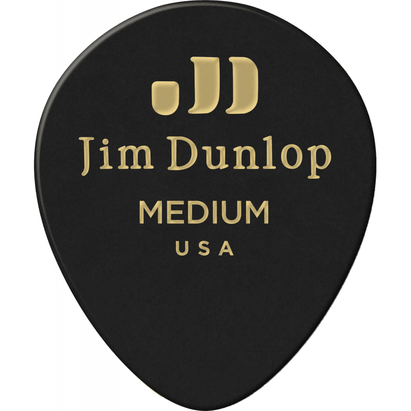 Dunlop 485R03MD - Médiator Genuine Celluloid Teardrop, à l'unité, black, medium