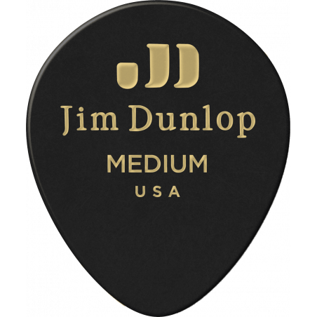 Dunlop 485R03MD - Médiator Genuine Celluloid Teardrop, à l'unité, black, medium