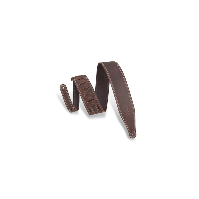 Levy's M17BDS-DBR - Sangle  6 cm, cuir avec surpiqûres - Dark Brown