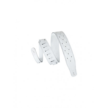 Levy's MG26DS-WHT - Sangle  6,4  cm, cuir plein fleur, surpiqûre losange - White