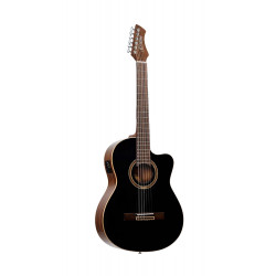 Ortega RCE238SN-BKT - Guitare électro-classique - Noir brillant (+ housse)