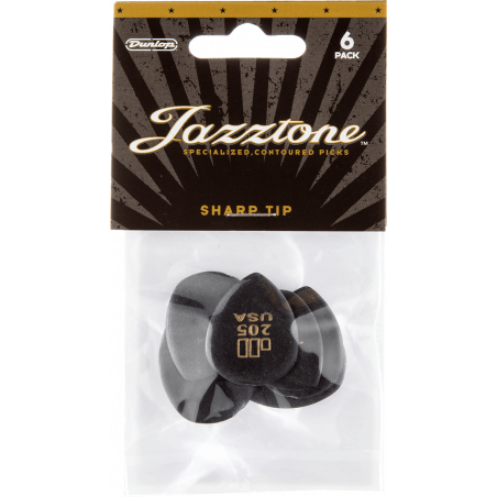 Dunlop 477P205 - sachet de 6 médiators - Jazztone pointu