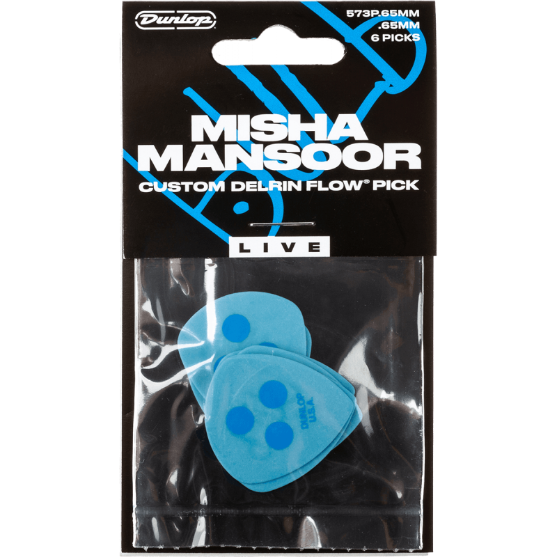 Dunlop 573P065MM - Médiators misha mansoor delrin flow 0,65 mm - sachet de 6