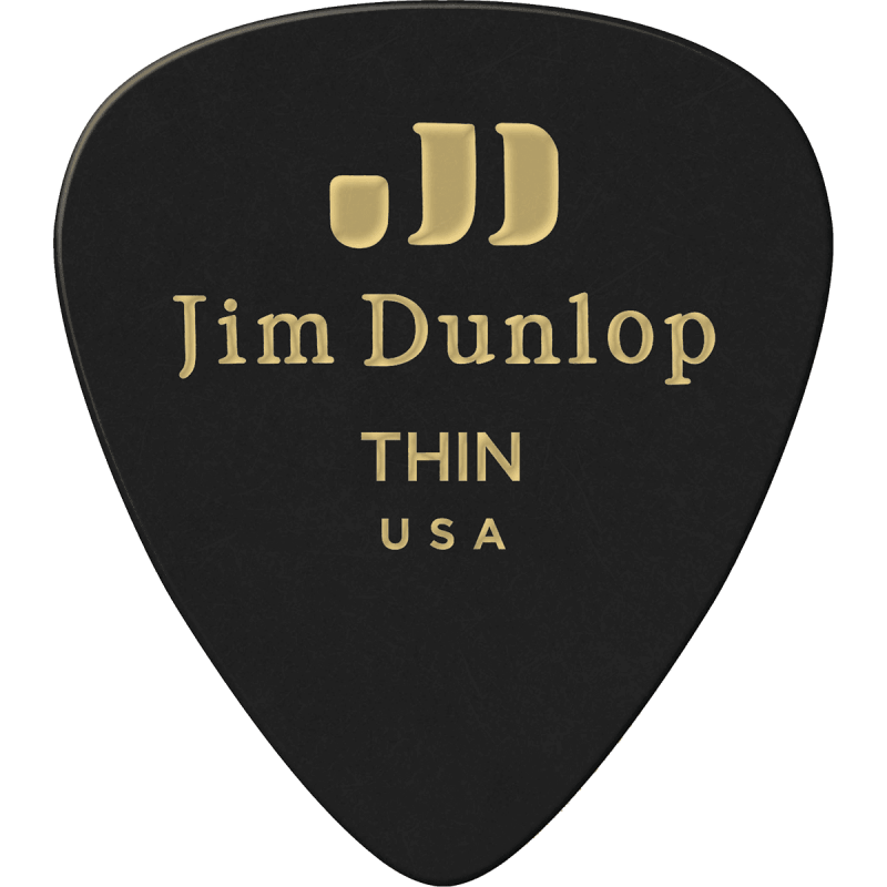 Dunlop 483P03TH - Genuine celluloid classic - player's pack de 12 médiators - black thin