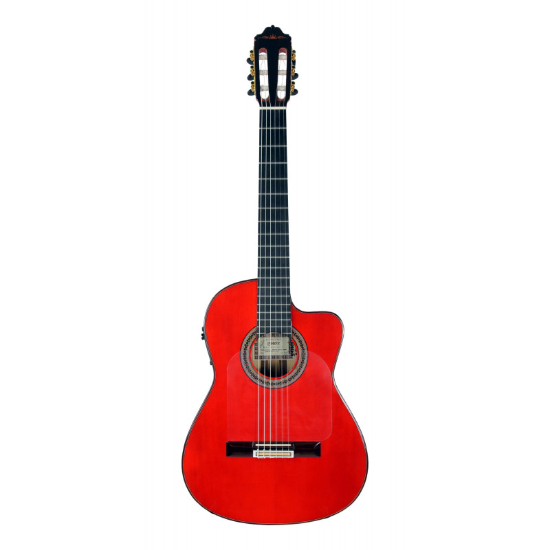 Esteve GK-CESP-RD-SC - Guitare électro classique gipsykings - table épicéa massif - rouge