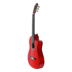 Esteve GK-CESP-RD-SC - Guitare électro classique gipsykings - table épicéa massif - rouge