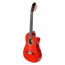 Esteve GK-CESP-RD-SC - Guitare électro classique gipsykings - table épicéa massif - rouge