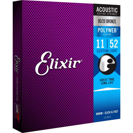 Elixir Polyweb 11025 - Jeu de cordes Guitare acoustique 11-52