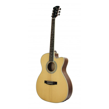 Cort PURE-O - Guitare électro-acoustique type OM - Naturel satiné (+ housse)