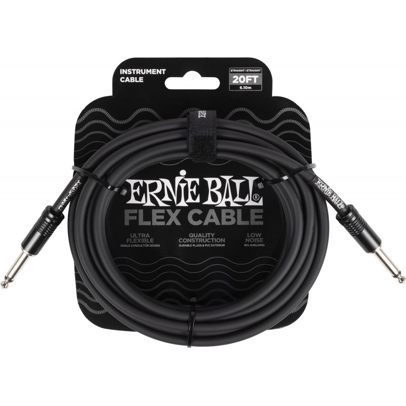 Ernie Ball 6435 - Câbles instrument Flex jack/jack 6m - Noir