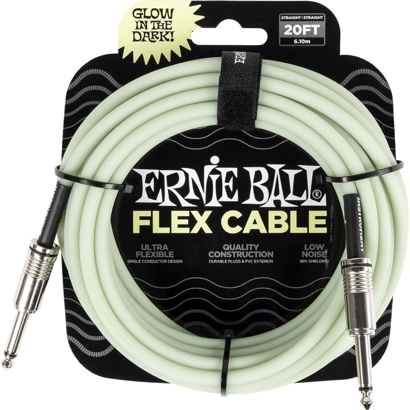 Ernie Ball 6437 - Câbles instrument Flex jack/jack 6m - Phosphorescent