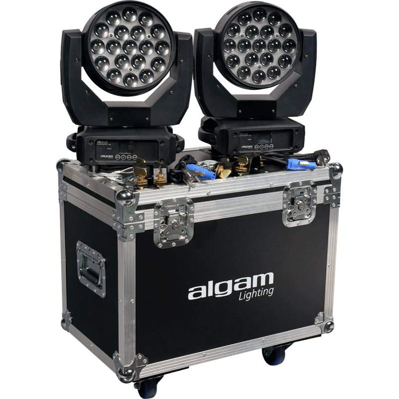 Algam Lighting MW19X15Z-FC-DUO - Pack de deux lyres MW19X15Z + flight case