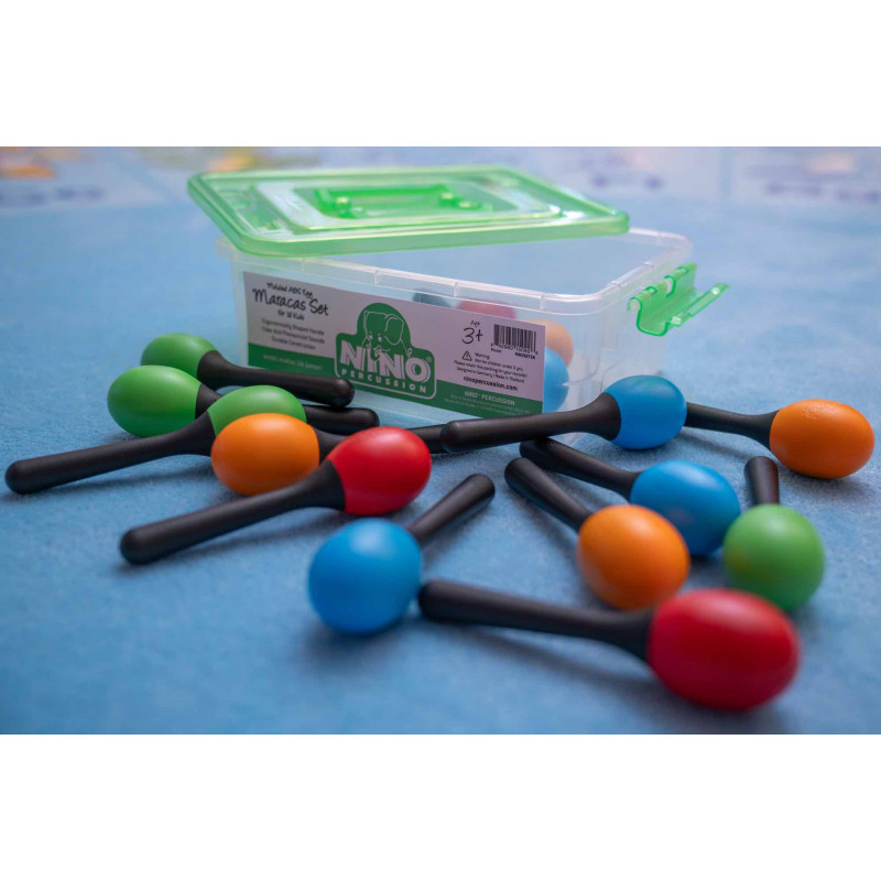 Nino NINOSET56 - Set de 8 paires de maracas shaker avec boîte de rangement