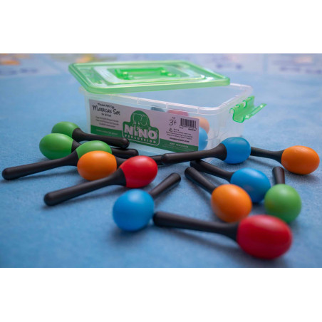 Nino NINOSET56 - Set de 8 paires de maracas shaker avec boîte de rangement