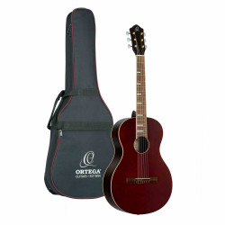 Ortega RRA-SRT - Guitare acoustique Parlor - Bordeaux brillant (+ housse)