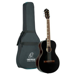 Ortega RRA-BKT - Guitare acoustique Parlor - Noir brillant (+ housse)