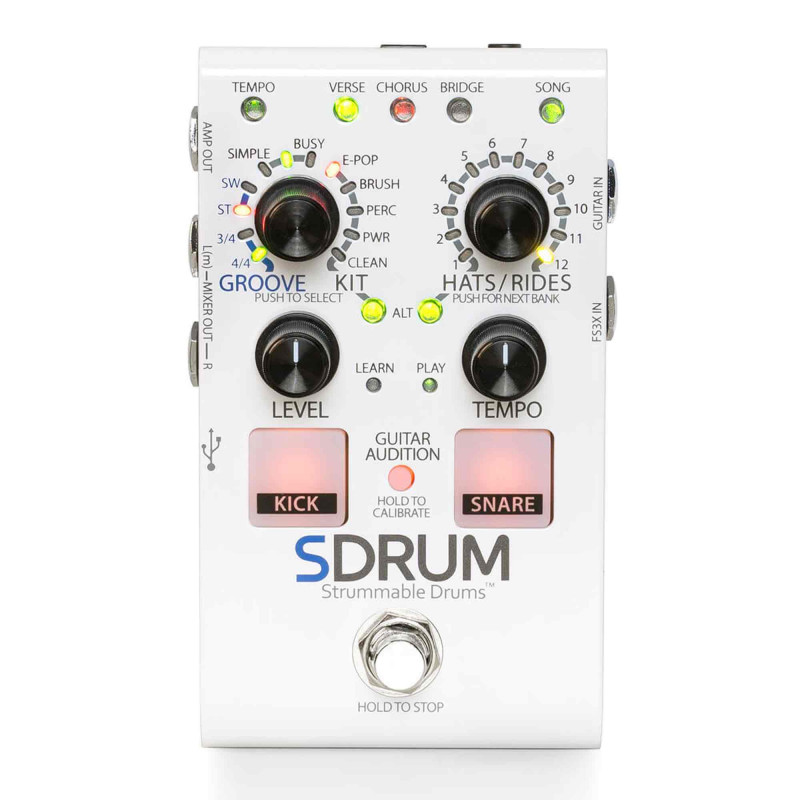 Digitech SDRUM - Boîte à rythmes pour guitariste/bassiste - Blanche