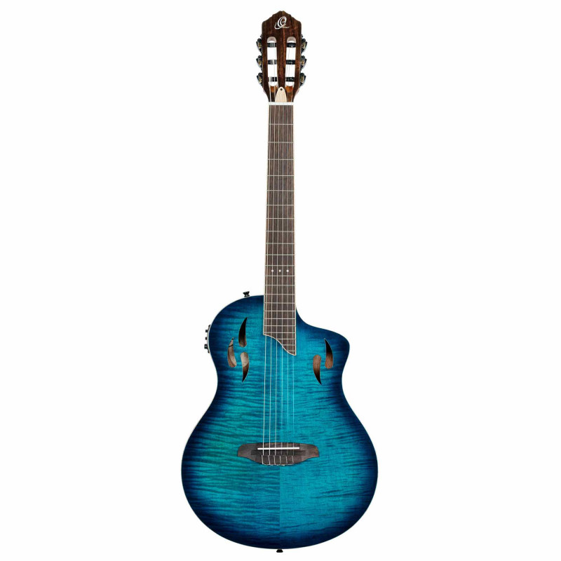 Ortega RTPDLX-FMA - Guitare électro-classique TourPlayer - Bleu dégradé naturel (+ housse)