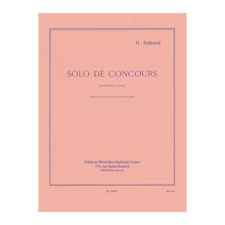 Solo De Concours pour clarinette et piano - Henri Rabaud