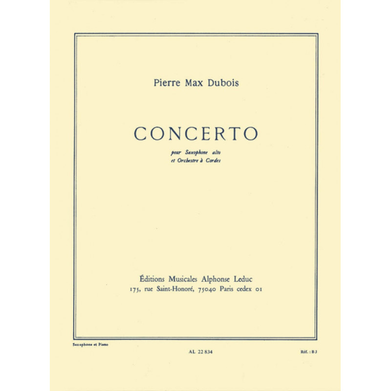 Concerto For Alto Saxophone And String Orchestra - Pierre-Max Dubois