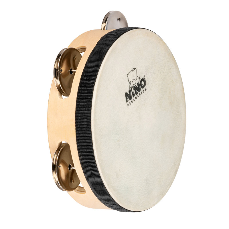 Nino NINO942 - Tambourin en bois 6" avec peau et cymbalettes