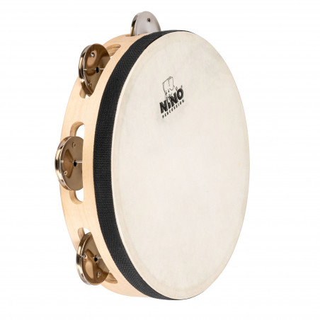 Nino NINO944 - Tambourin en bois 8" avec peau et cymbalettes