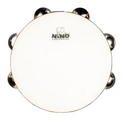 Nino NINO944 - Tambourin en bois 8" avec peau et cymbalettes