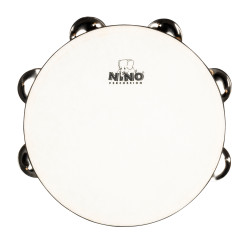 Nino NINO946 - Tambourin en bois 8" avec peau et 2 rangées de cymbalettes