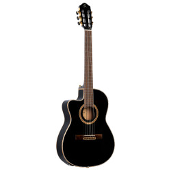 Ortega RCE138-T4BK-L - Guitare électro-classique gaucher - Noir brillant (+ housse)