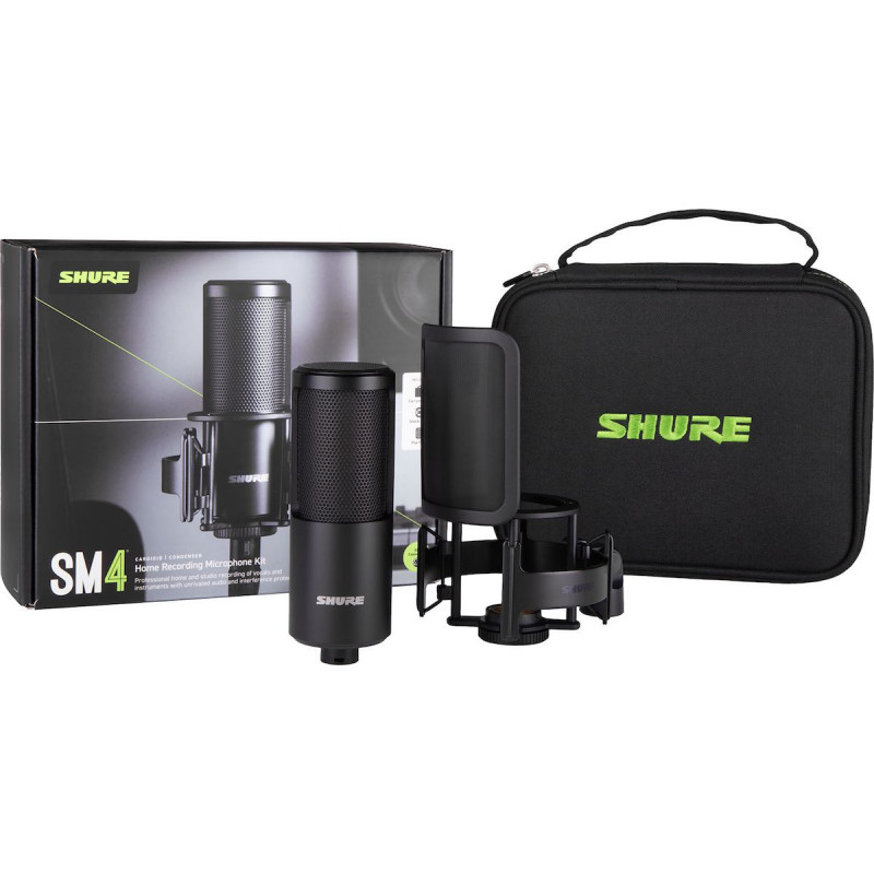 Shure SM4-K-KIT - Micro podcast +avec suspension, anti-pop et mallette