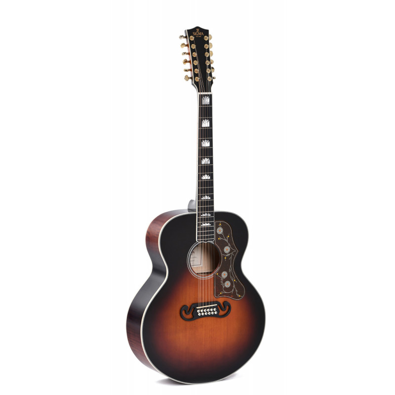 Sigma GJA12-SG200 - Guitare électro-acoustique 12 cordes - Vintage sunburst (+ soft case)