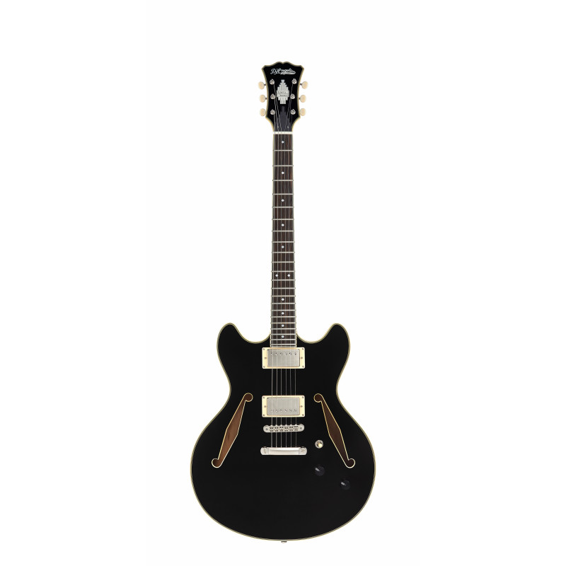 D'Angelico - Guitare Semi-Hollow body Excel DC Tour - Solid Black (+ housse)