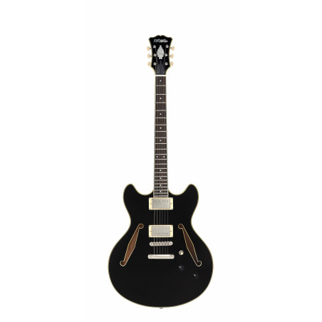 D'Angelico - Guitare Semi-Hollow body Excel DC Tour - Solid Black (+ housse)