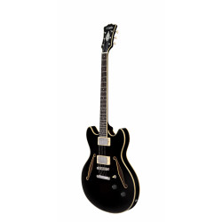 D'Angelico - Guitare Semi-Hollow body Excel DC Tour - Solid Black (+ housse)