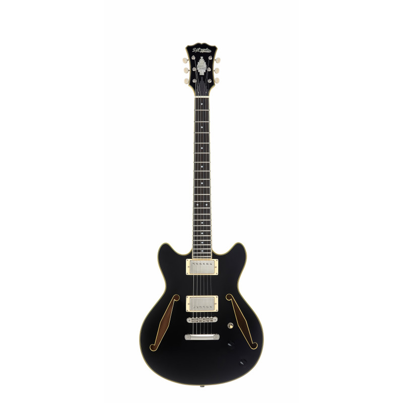 D'Angelico - Guitare Semi-Hollow body Excel Mini DC Tour - Solid Black (+ housse)