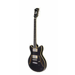 D'Angelico - Guitare Semi-Hollow body Excel Mini DC Tour - Solid Black (+ housse)