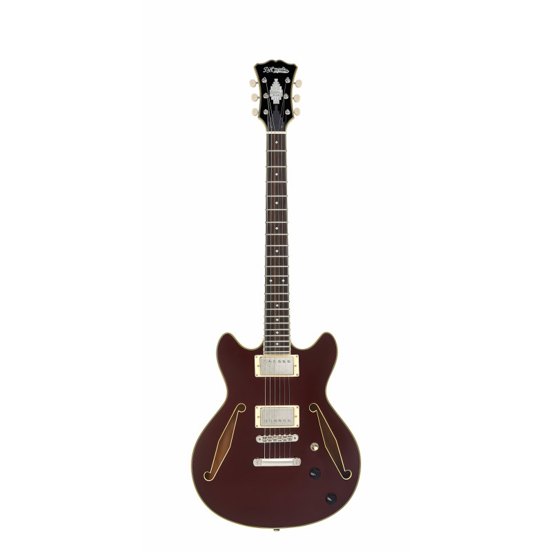 D'Angelico - Guitare Semi-Hollow body Excel Mini DC Tour - Solid Wine (+ housse)